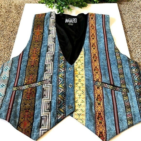 Vintage Jackets & Blazers - Vintage 90s Agapo Vest handmade Sz large